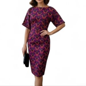 ASOS magenta deco print  Red and Black Baroque Midi DressA